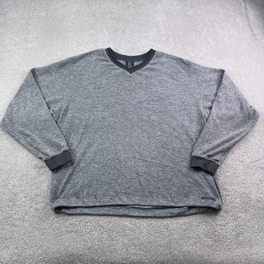Nike Golf Sweater Mens Large Grey Fleece Therma Fit V‎ Neck Pullover Golfing